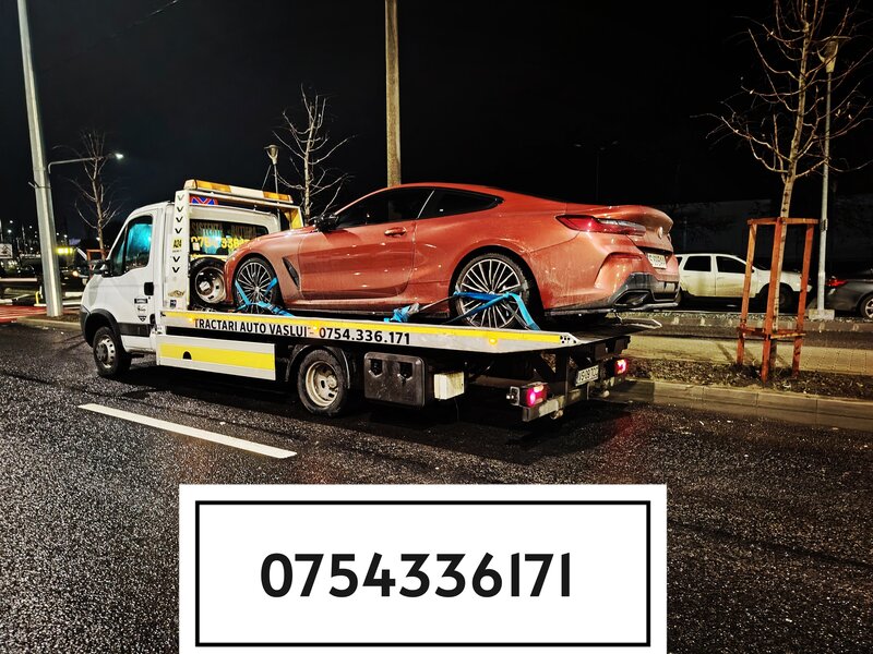 Tractari auto Vaslui 24/7 non stop platforma auto.